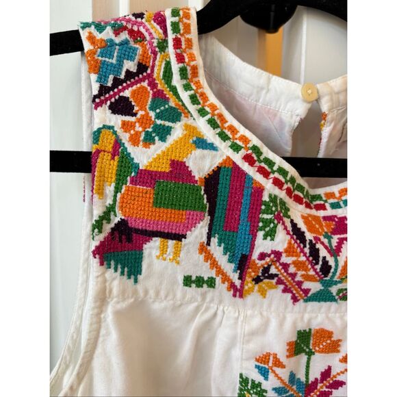 Madewell X JM Dry Goods Off White Embroidered Sleeveless Dress Womens XXS E41 - Picture 3 of 9